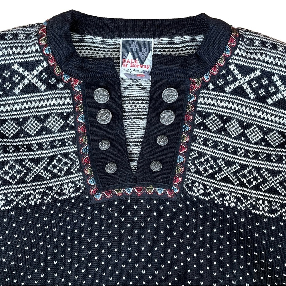 Dale of Norway Pure New Wool Nordic Sweater, Button Placket, Size Small - Picture 4 of 9